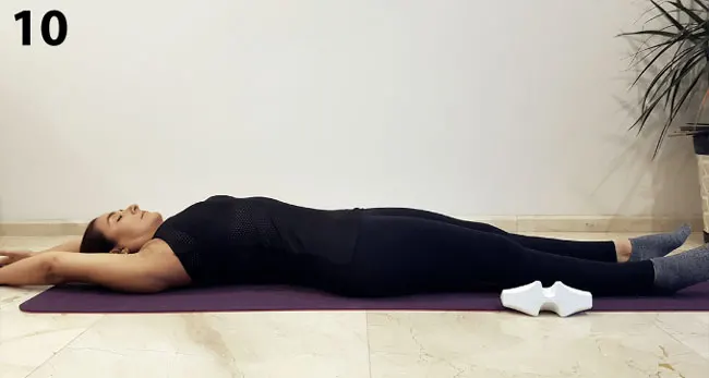 Remove CORDUS after treating the thoracic zone. In order to reactivate the muscle tone within this area, stretch out your legs and expand your arms behind the head
